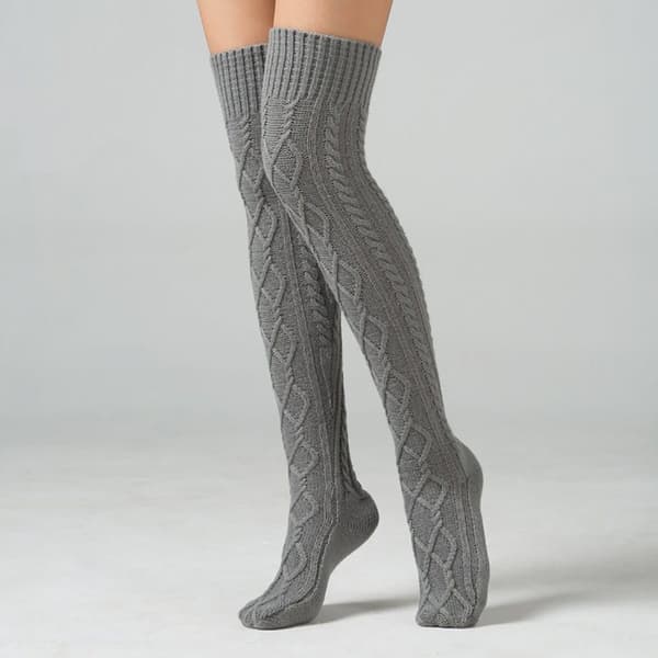 #Knæstrømper til kvinder overknee vinterstrikkede strømper#
