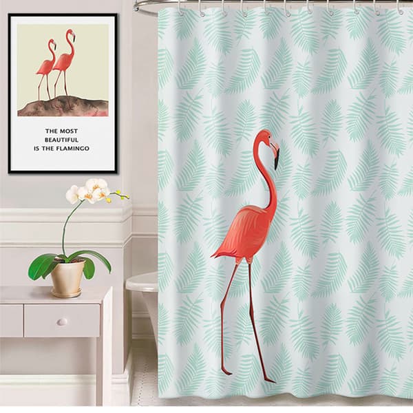 Vedenpitävä ja homeenkestävä suihkuverho, flamingo digiprintti