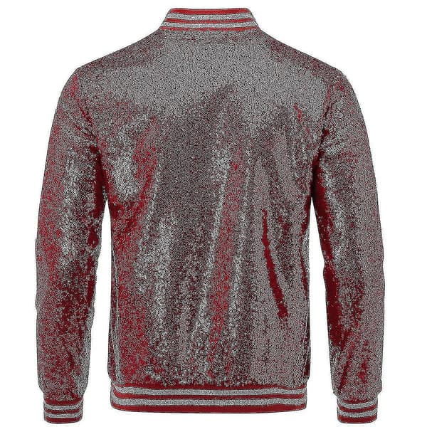 Paljetter För män Casual Jacket Party Bomber Dragkedja XL
