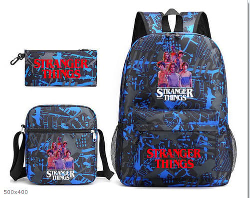 Stranger Things Rygsæk 3-delt Sæt Student Skole Taske Canvas Taske 32 32 3PCS/Set