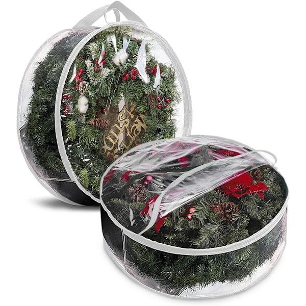 Julkrans förvaringsväska 36" - 2-pack genomskinlig julkrans