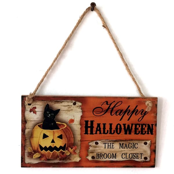 Halloween trä listning pumpa häxa husnummer trädgård dekor 4