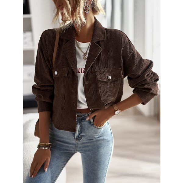 Damtemperament Casual Damkappa 2023 Enfärgad Allmatchande modetopp brown M