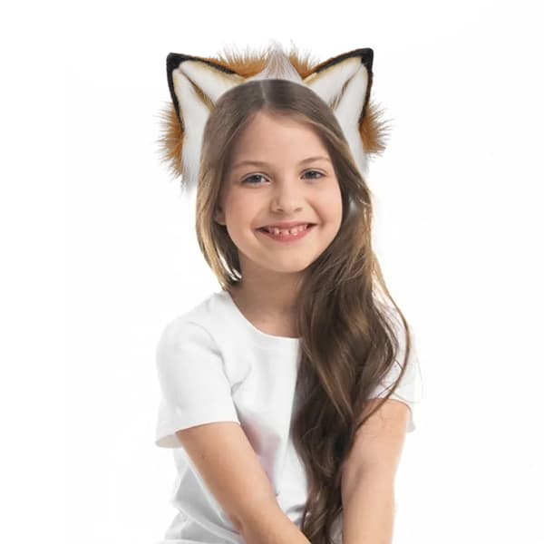 Rev Katt Lang Pels Ører Hår Hodeplagg Ulv Dyr Halloween Camel white