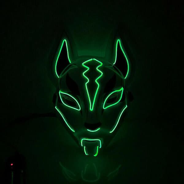 Halloween Fox Drift Mask Ljusmask Rollspel Emerald