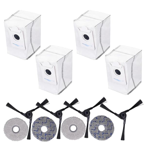 4 STK Støvsuger Sidebørster Støvposer Moppeklud Tilbehørssæt Robotstøvsuger Reservedele til X2 X2 Pro X2 Omni DEX86