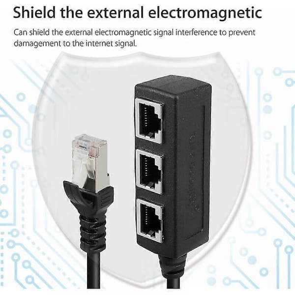 Rj45 Ethernet 1 til 3 Port Splitter Kabelnettverk med Cat5, Cat5e, Cat6, Cat7 Adapter Socket