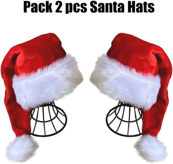 Black Hat - Adults Deluxe Black And White Xmas Christmas Hat Pack 2 st