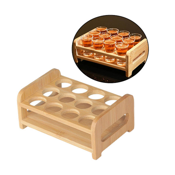 sv Glashållare Mugg Organizer Serveringshållare Koppställ för bar Wood 12 Holes
