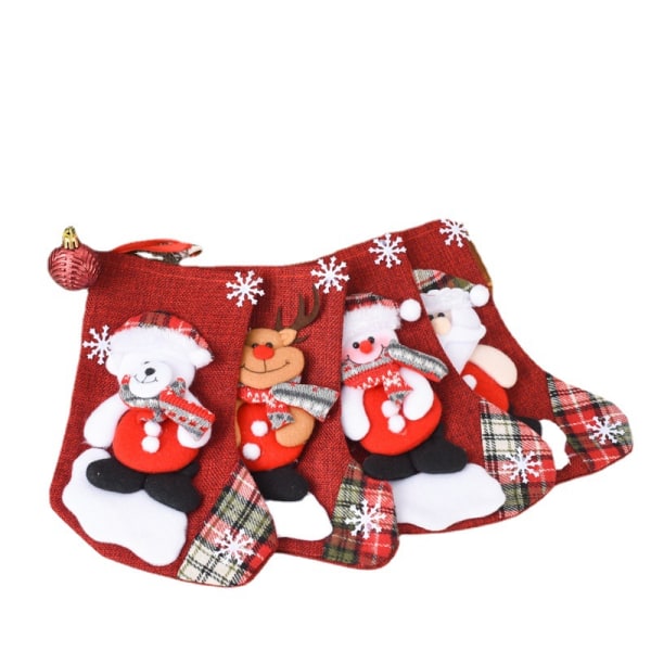 4 linne julstrumpor Juldekorationer Julklapp