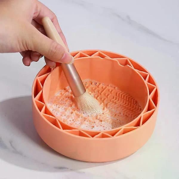 Makeupbørsterense måtte med afløb - Silikone makeupbørsterenser måtte - Orange