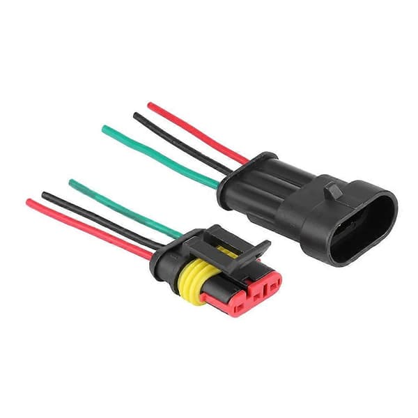 5 Sæt Bil 3 Pin Vejs Forseglet Vandtæt Elektrisk Stik Stikdåse Sæt