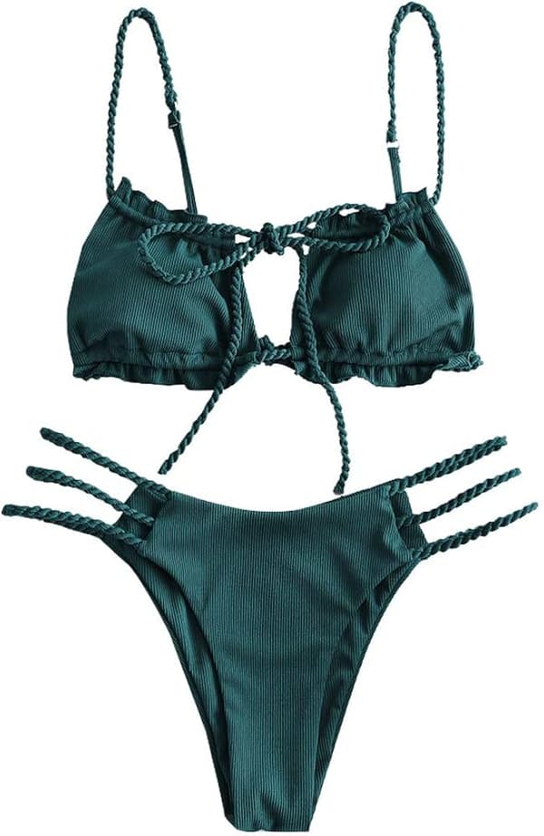 Dame Slips Cutout Nøkkelhull Cami String Bikini Sett Todelt Badeantrekk