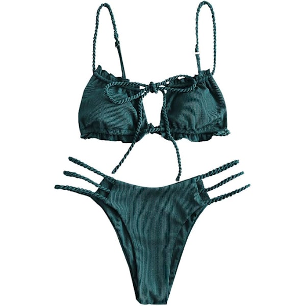 Naisten solmittava Cutout Avaimenreikä Cami String Bikini -setti Kaksiosainen uimapuku