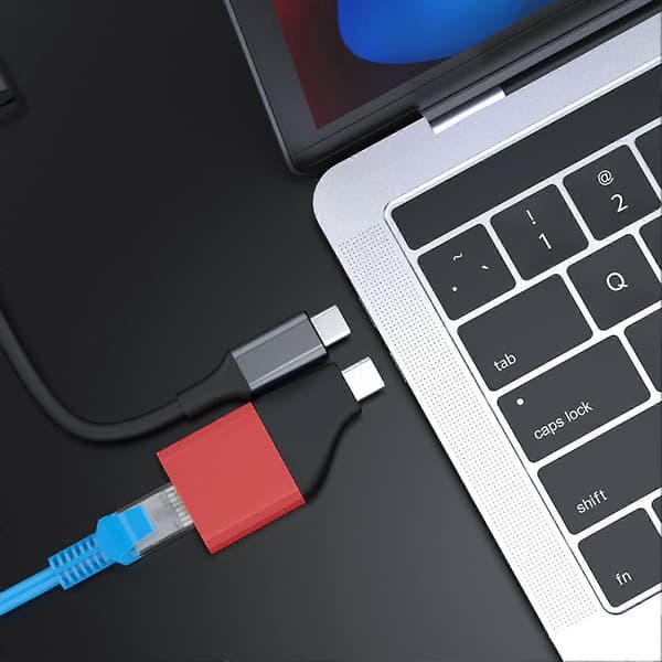 Netværksadapter 4K60Hz 1000 Mbps Bærbart Radian Design Stabil Transmission Kompakt USB C til RJ45 Gigabit Ethernet-adapter