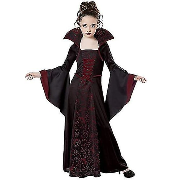Vampyr kostume halloween pige vampyr kjole dronning kostume 110cm style1