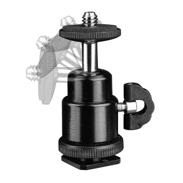 Mini kulehode med 1/4\" blitsskoadapter Kulehode stativhode Støtte stativkulehode for kameramonitor videolys 2-pakning