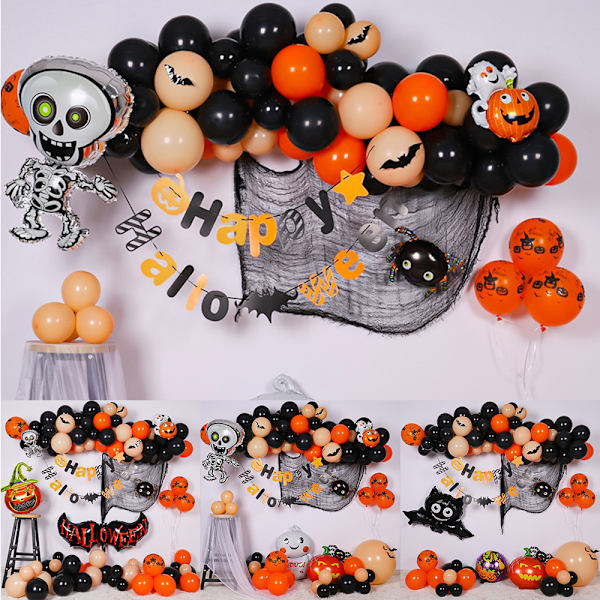 Halloween Ballong Dekorationsbue Kit med edderkoppskjelett Flaggermus #3