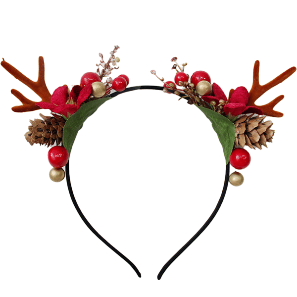 Julegevirhodeplagg med rød frukt og kongleblomst style 4
