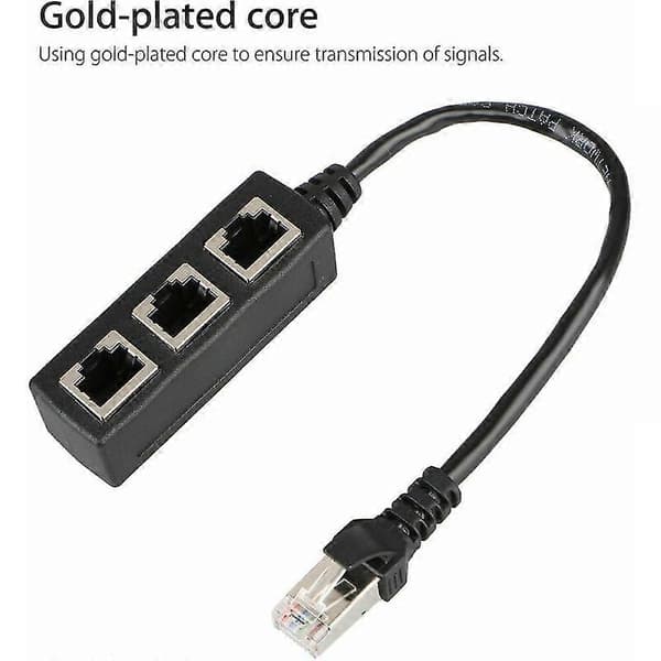 Rj45 Ethernet 1 til 3 Port Splitter Kabelnettverk med Cat5, Cat5e, Cat6, Cat7 Adapter Socket