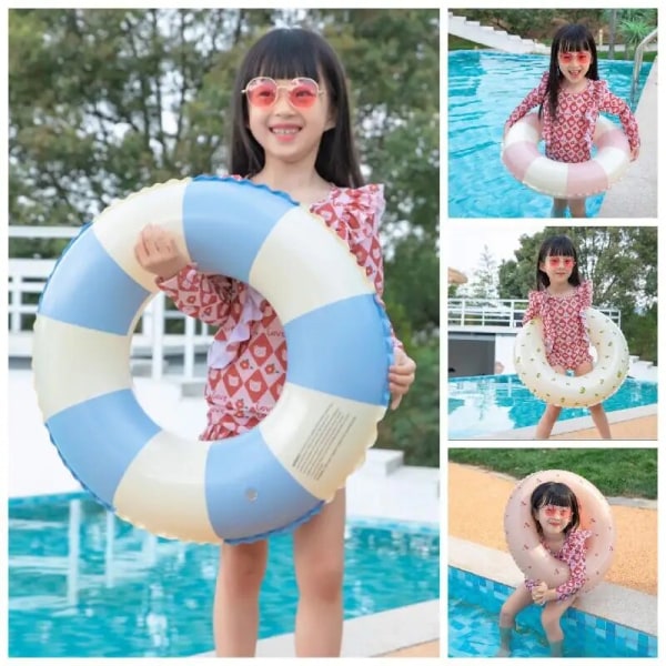 Storlek 90 Barn Summer Stripe Uppblåsbar Simring Leksak C