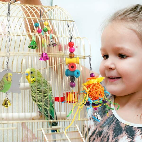 10-pack tuggleksaker för fåglar, parrotleksaker, burleksak för parakiter