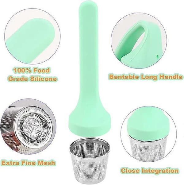 Teinfuser, 304 rustfritt stål teinfuser for løs te med silikonhåndtak, ekstra finmasket tekoppsil for te, krydder og urter