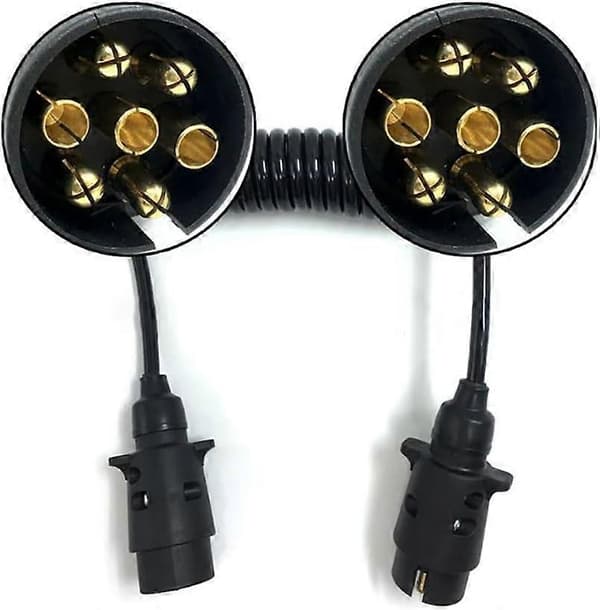 7-pins 2M Tilhengerforlengerledning, Tilhengerpluggkontakt, Rund Elektrisk Kobling for Sleping av Campingvogn/Lastebil