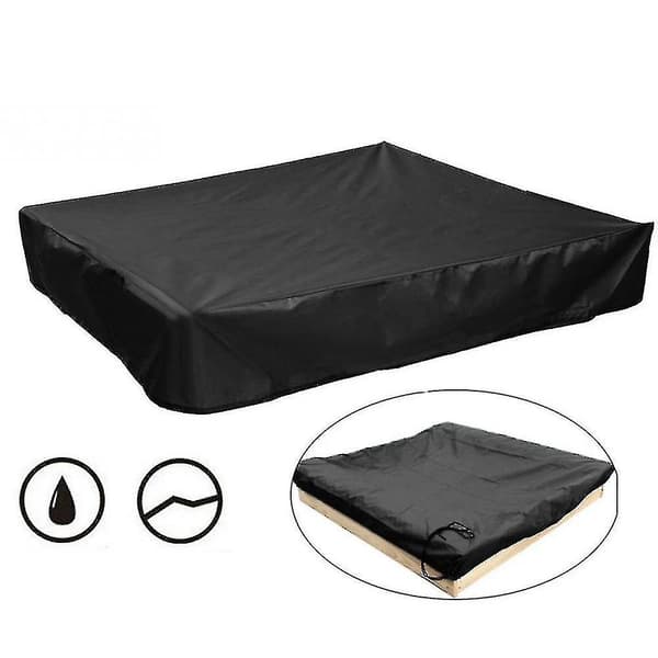 Dammtätt skydd Sandbox Cover Vattentätt Sandlåda Pool Cover Black 150*150