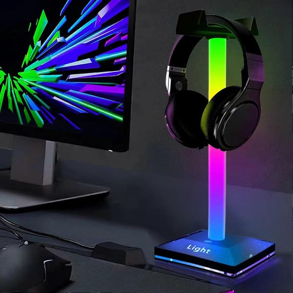 1 sæt hovedtelefonstativ Flere belysningstilstande Stabil base Blændfri Multifunktionel Enkel installation RGB headsetstativholder Høretelefontilbehør til