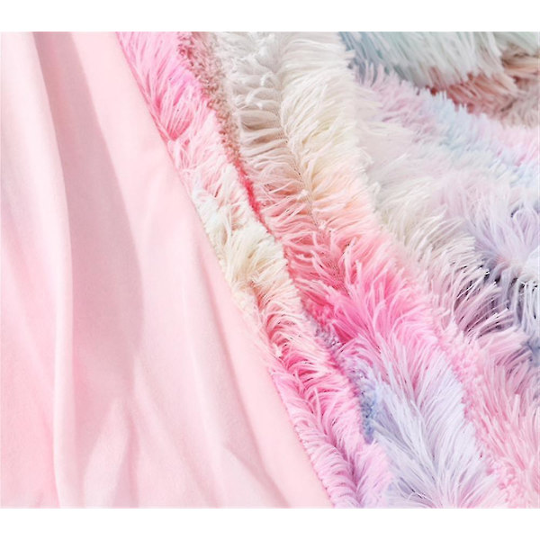 Dubbellager Tie-dye Pv Fleecefilt Shaggy Fluffy Varm Mysig filt