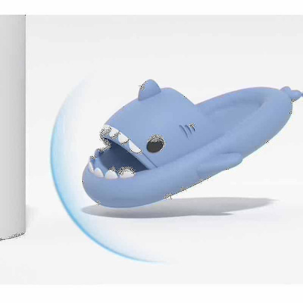 Shark Tøfler Sklisikre dusj Badesko Myke sommersandaler for jenter og gutter New_h blue 36 37