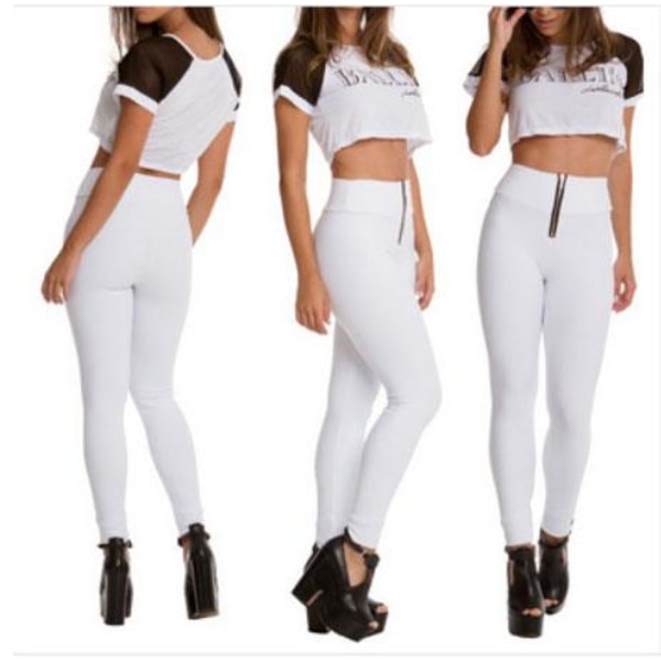 Vita Legging Med Dragkedja white S