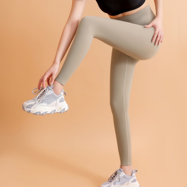 Hudfargede gravide kvinner med leggings med høy midje og mage, XL