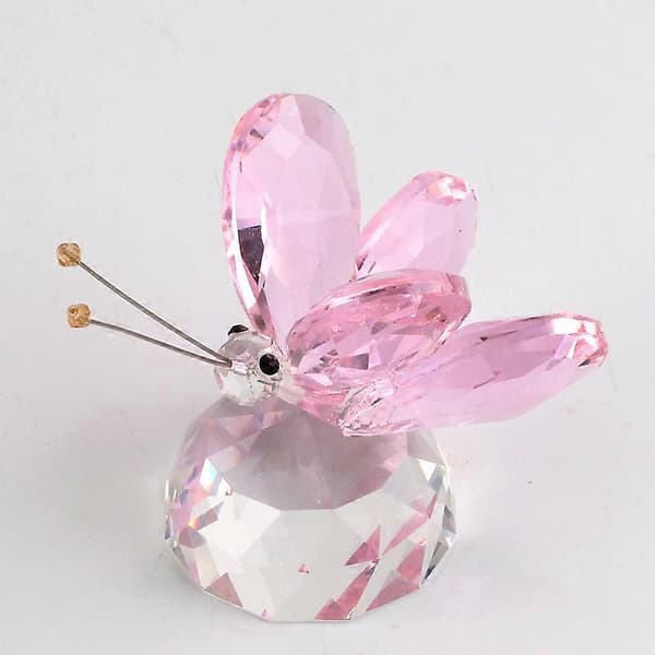 Rosa Krystall Flygende Sommerfugl Krystallkulebase Figur Samling