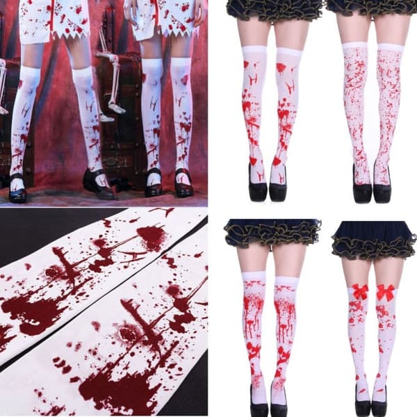 1 par Halloween Blood Socks Lårstrømper 6