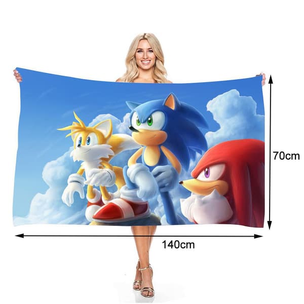 Barn supermjuk bomull strandhandduk Sonic The Hedgehog A 70*140cm