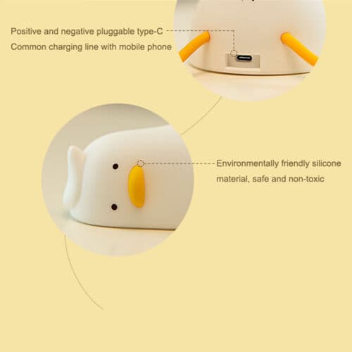 LED Nattljus Liggande Anka Form Dimbar Bedside Touch Lamp