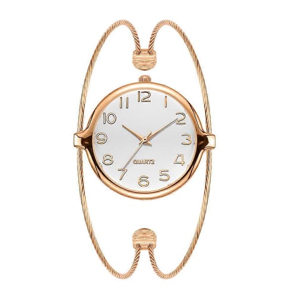 Justerbar Stållænke Armbåndsur, Quartz Armbåndsur til Kvinder, Rosaguld