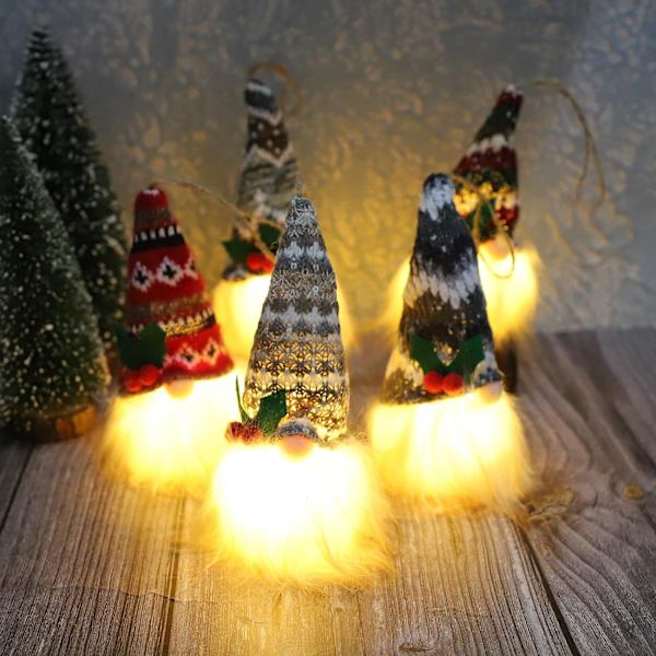 Julhängande tomtar Ornament LED (5st)