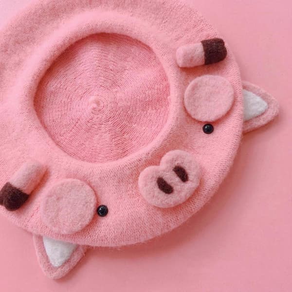 Søt rosa gris åttekantet hatt beret malerhatt må ha vare for kvinner jenter