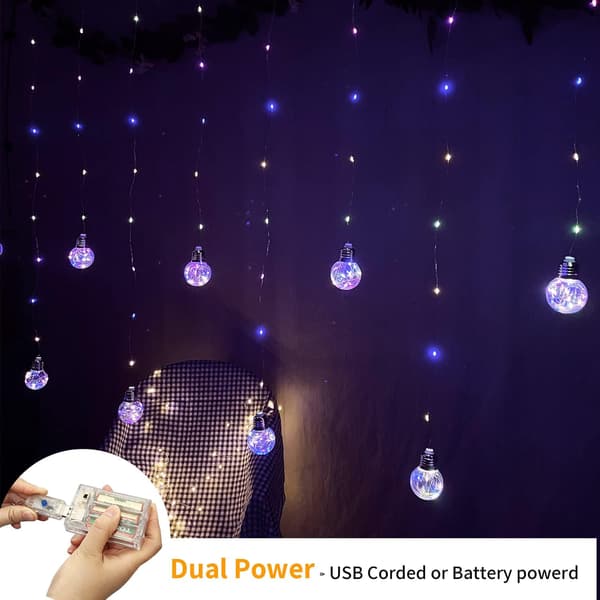Wishing Ball Curtain Lights 200 LED Window Curtain String Lights med fjärrkontroll,