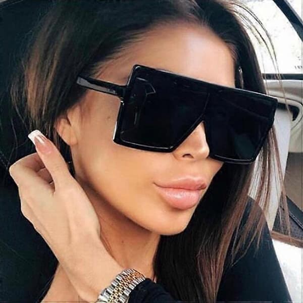 Oversized firkantede polariserede solbriller til kvinder, flad top, trendy mode damesolbriller