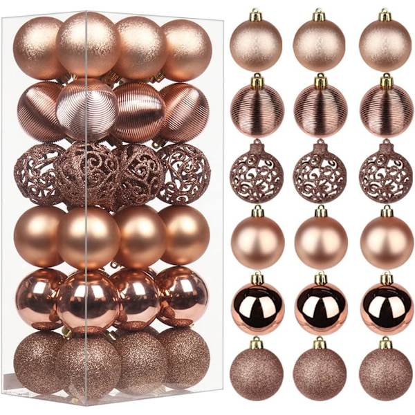 2.36in Ornaments 36 Styck Julgransdekorationer Bollar Splittringssäker Liten