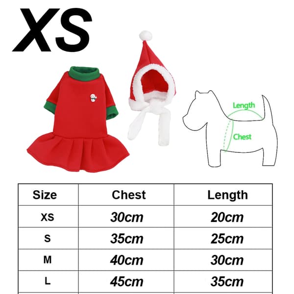 Julhusdjurskläder, härlig julälgdesign Söt tomte XS