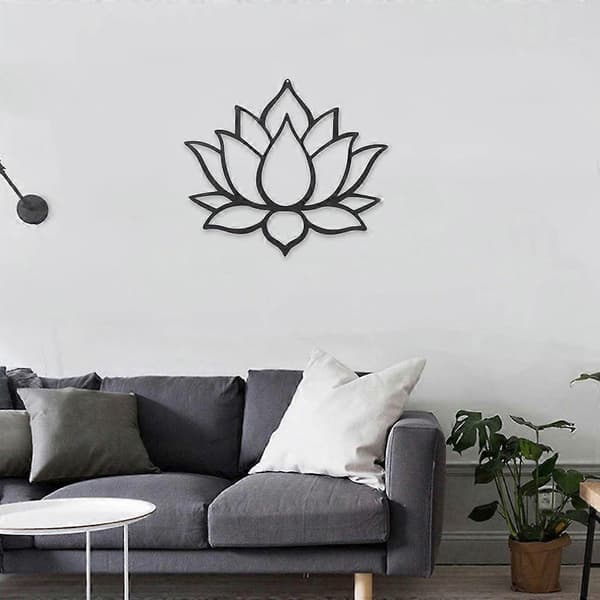 Väggdekor i metall Blomma Lotus Väggkonst Skyltdekorationer för vardagsrum Hotell