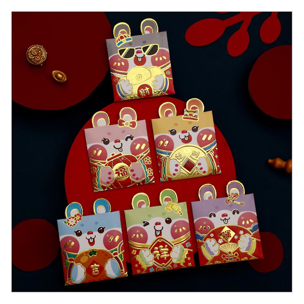 Year Of The Rabbits Red Packet 2023 Kinesiskt nyår Röda kuvert Söt tecknad 3d Luckies Money F