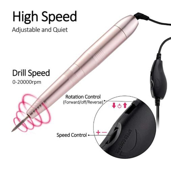 1 Set Elektrisk nagelborrpenna Manikyr hine Portable Pink