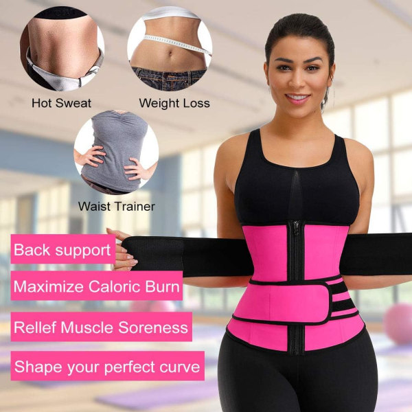 1 st Kvinnor Waist trainer Korsett Slimming Body Shaper Pink 3X-Large