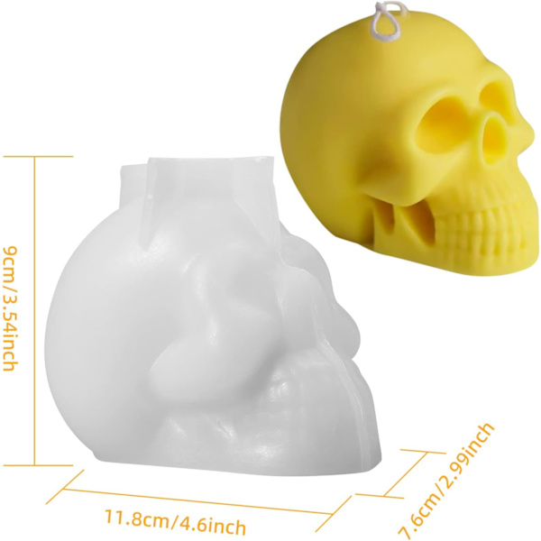 3D Skull Shape Molds Doftljusframställning Silikongips